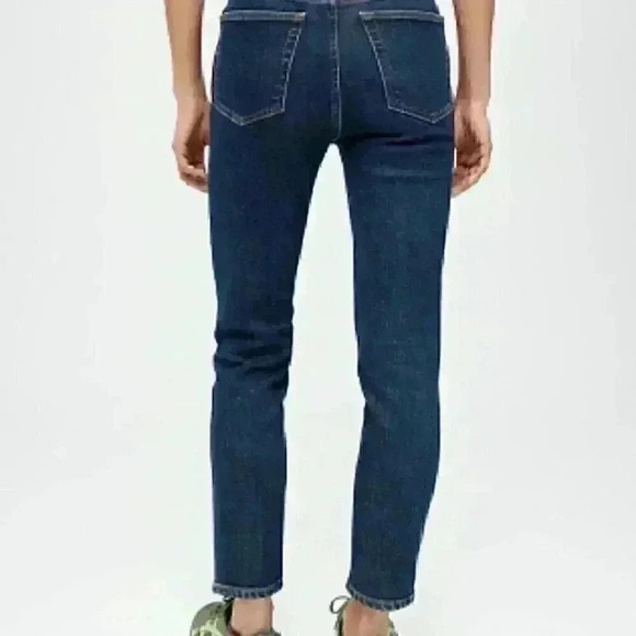 New ReDone 90s High Rise Button Fly Ankle Crop Denim Jeans Dark Wash Size 29 - Picture 4 of 10